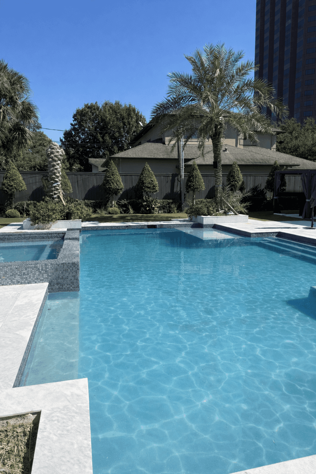 Crystal clear residential pool after Trident green pool recovery at a Greater Nashville residence